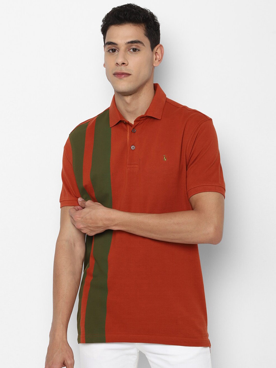 

SIMON CARTER LONDON Men Red & Green Printed Polo Collar Slim Fit T-shirt