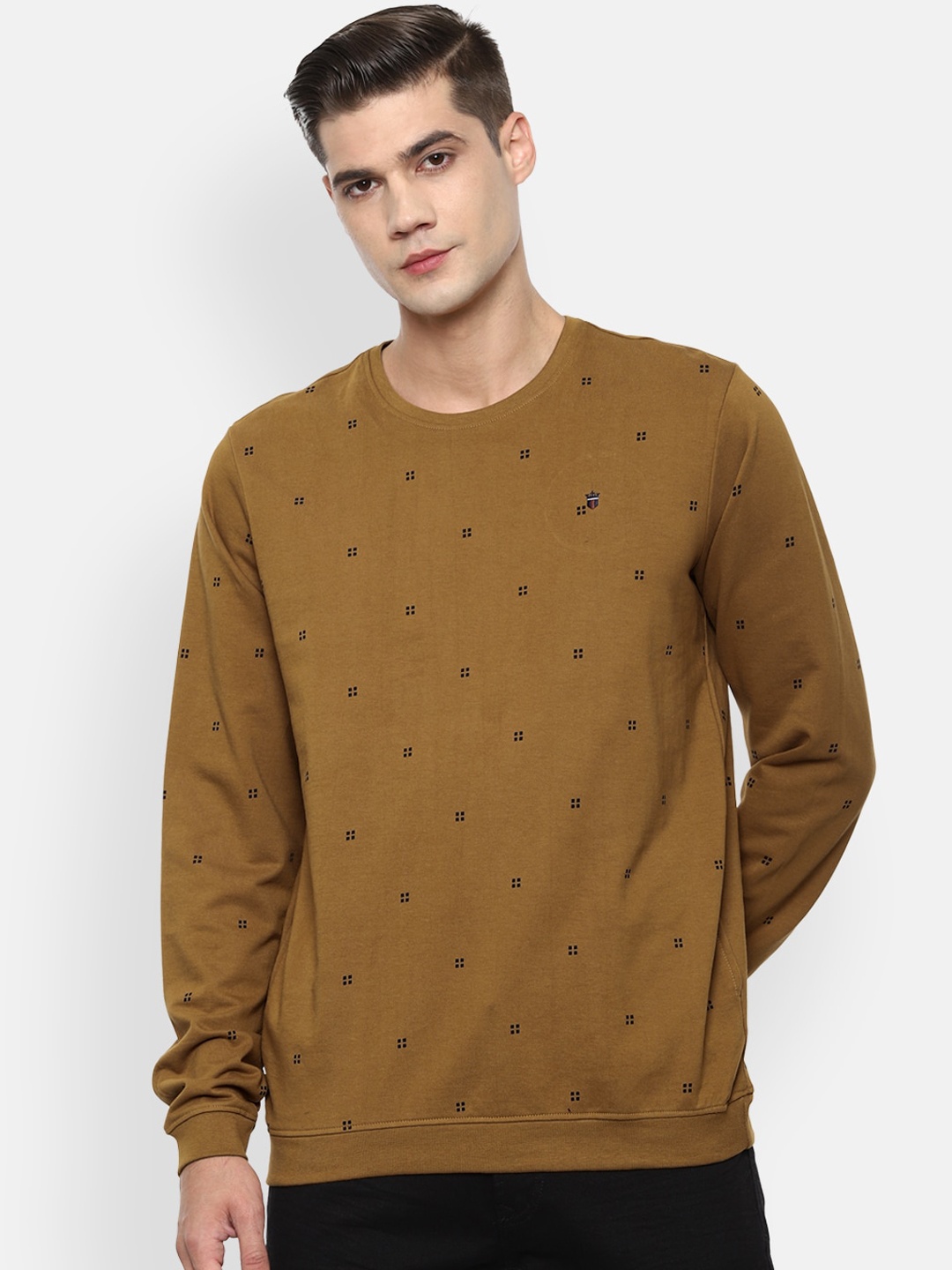 

Louis Philippe Jeans Men Khaki Printed Sweatshirt