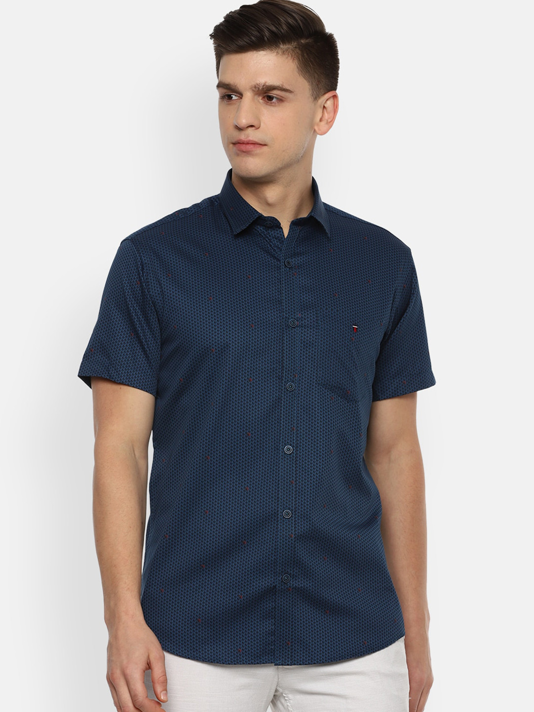 

Louis Philippe Sport Men Navy Blue Slim Fit Opaque Printed Pure Cotton Casual Shirt