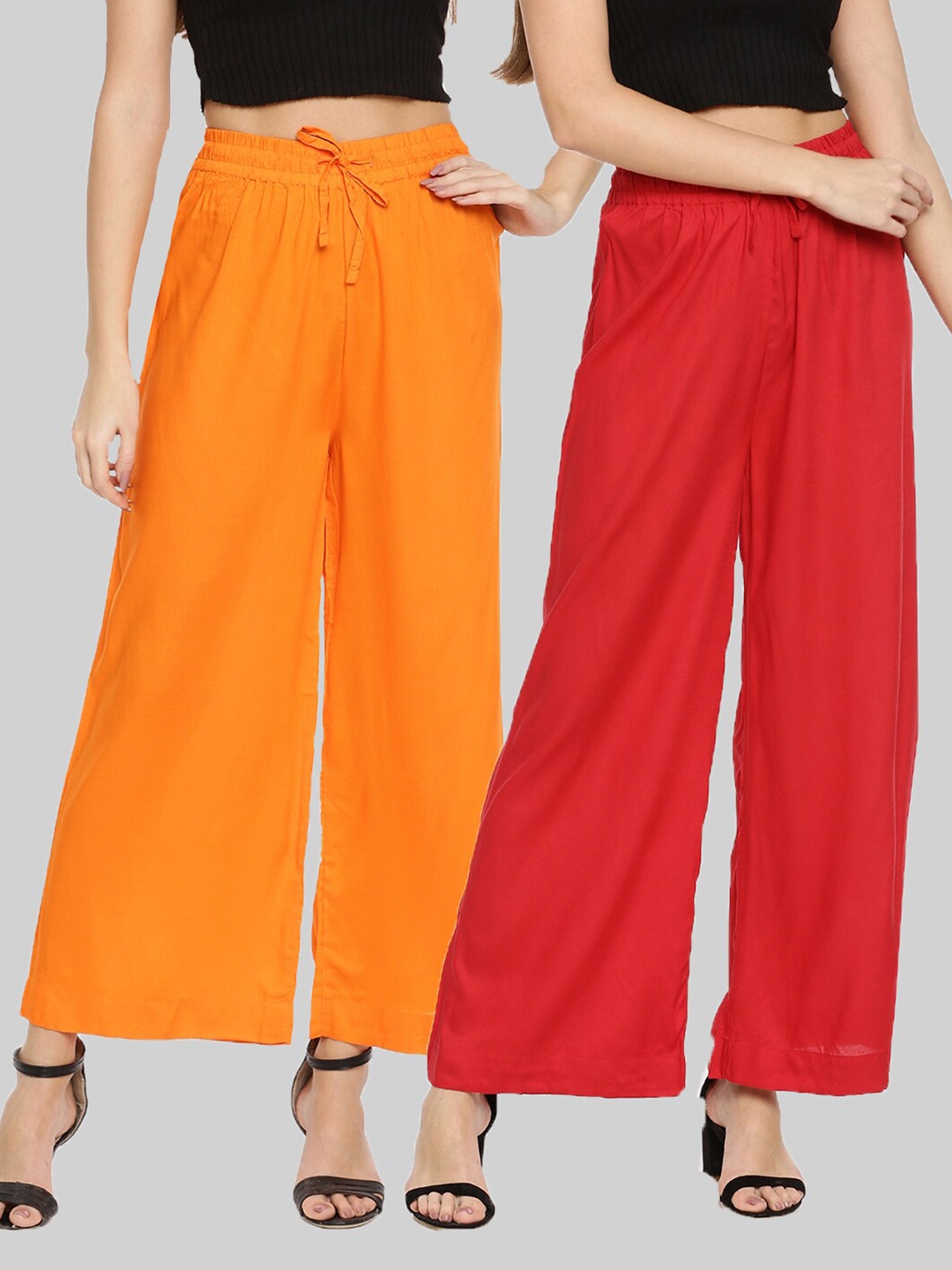 

TWIN BIRDS Women Pack Of 2 Orange & Red Palazzos