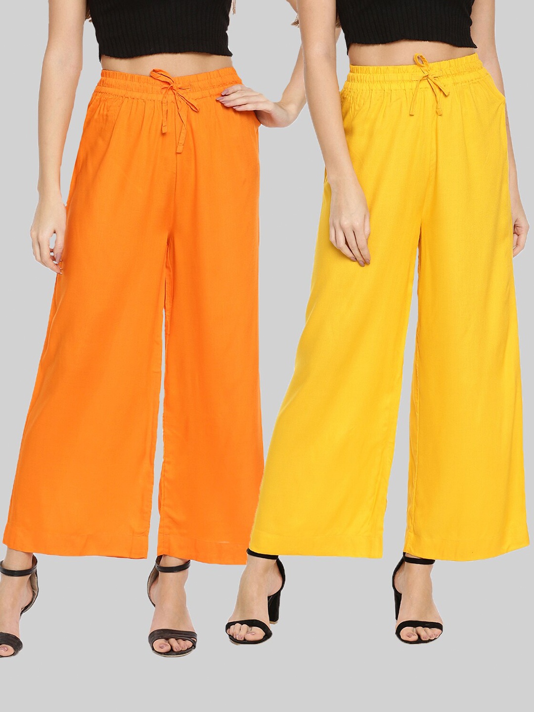 

TWIN BIRDS Women Pack Of 2 Orange & Yellow Palazzos