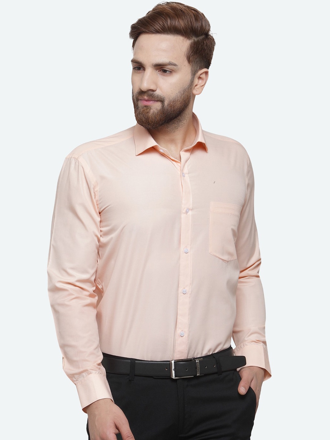 

RG DESIGNERS Men Peach-Coloured Slim Fit Opaque Formal Shirt
