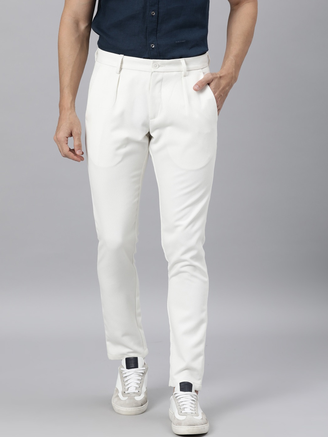

RARE RABBIT Men Edit Mid-Rise Slim Fit Trouser, Off white