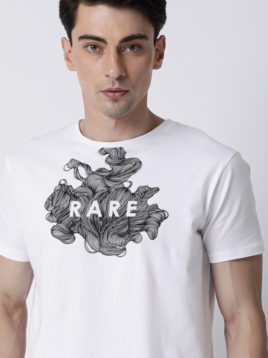 

RARE RABBIT Men Rings-4 Slim Fit Solid Polo Collar T-Shirt, White