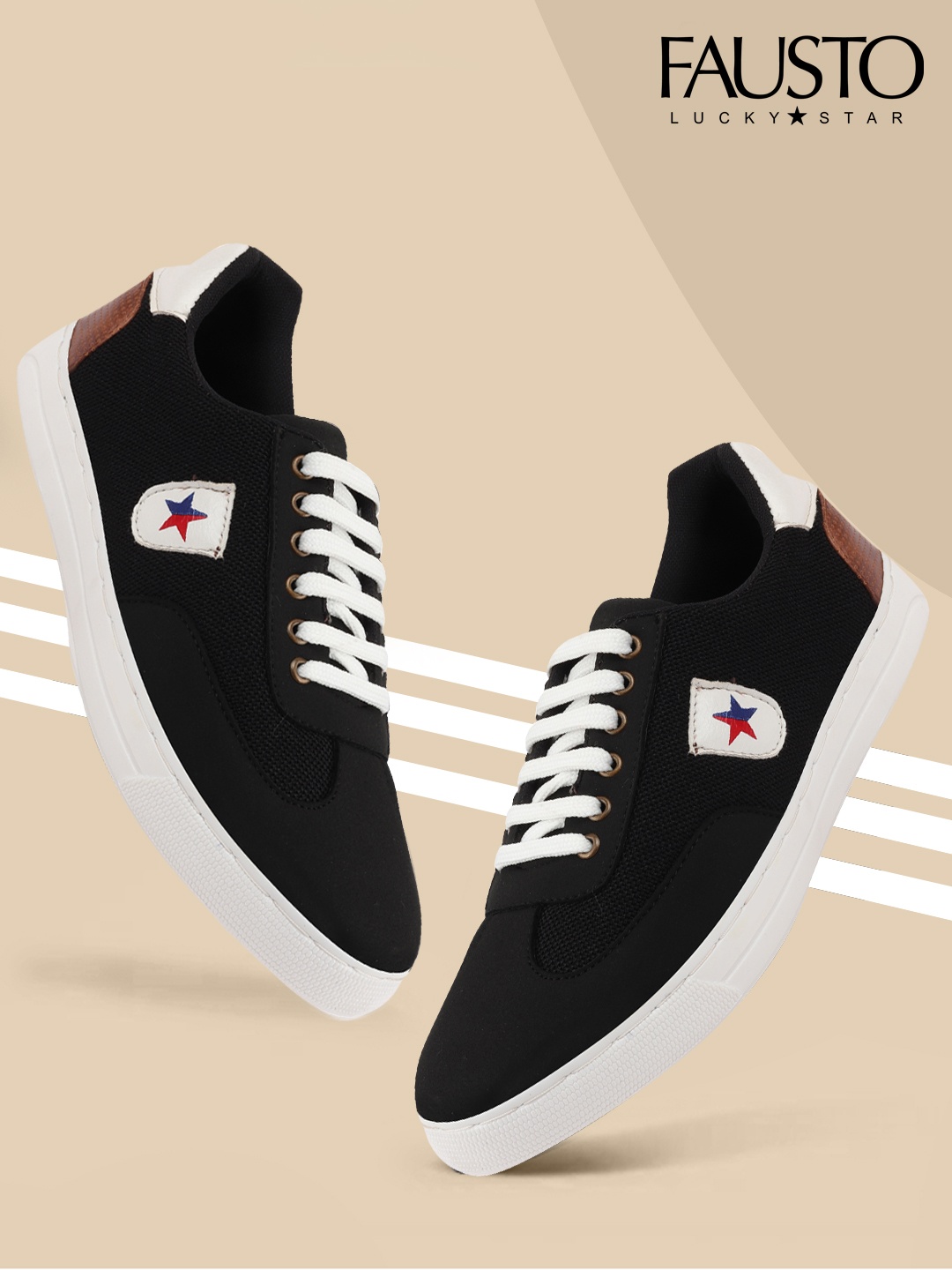 

FAUSTO Men Black & White Colourblocked PU Sneakers