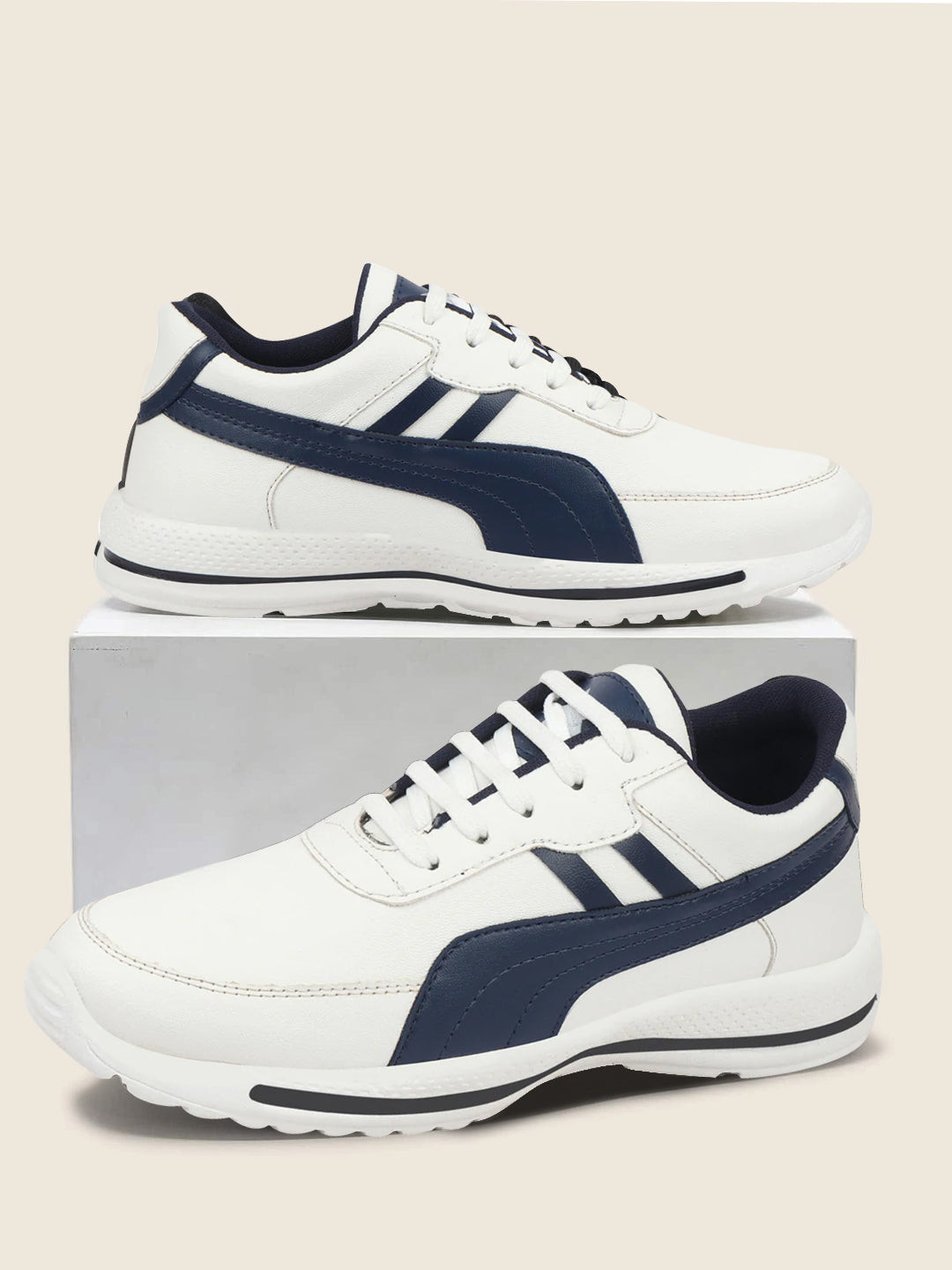 

FAUSTO Men White Colourblocked PU Sneakers