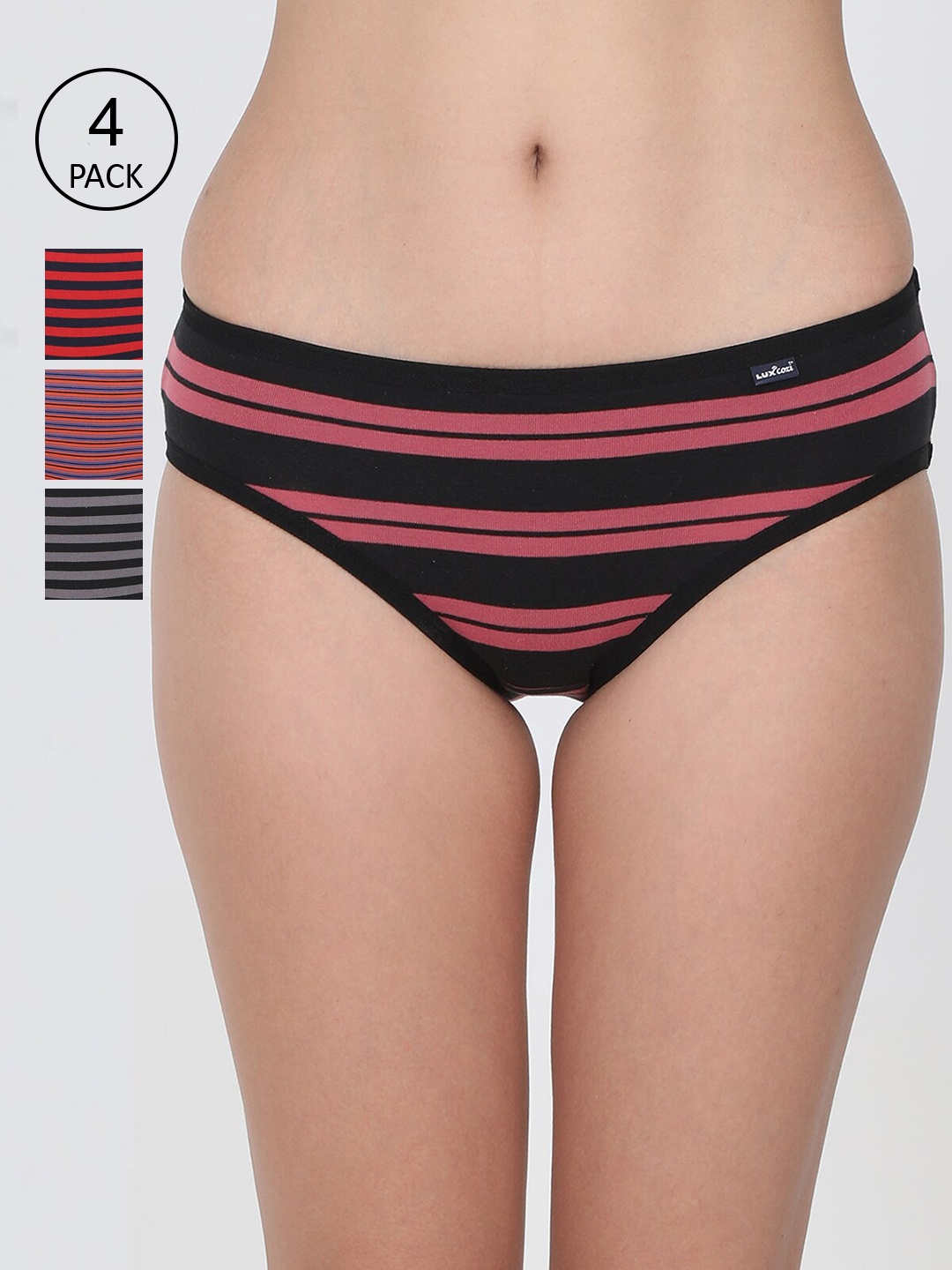 

Lux Cozi Women Pack Of 4 Assorted Cotton Hipster Briefs COZIHER_PTY_3002_AST_4PC