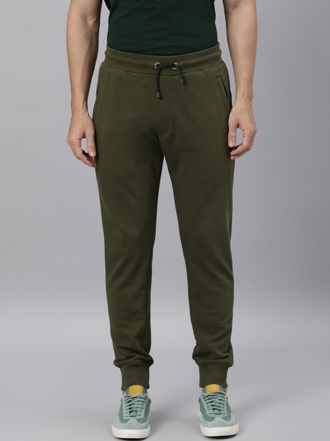 

RARE RABBIT Men Artic Slim Fit Solid Cotton jogger, Olive