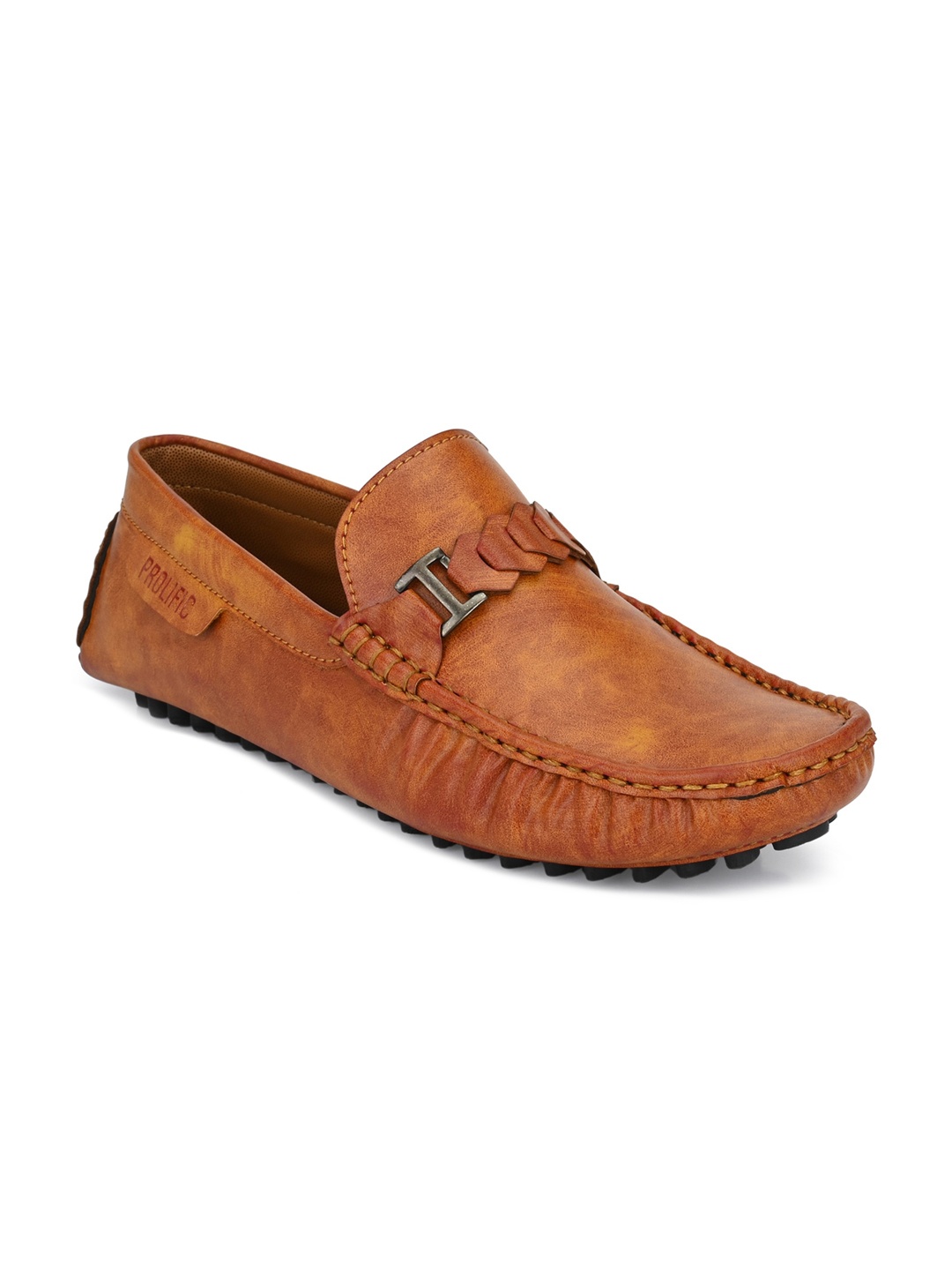 

Prolific Men Tan-Coloured Textured Formal Loafers