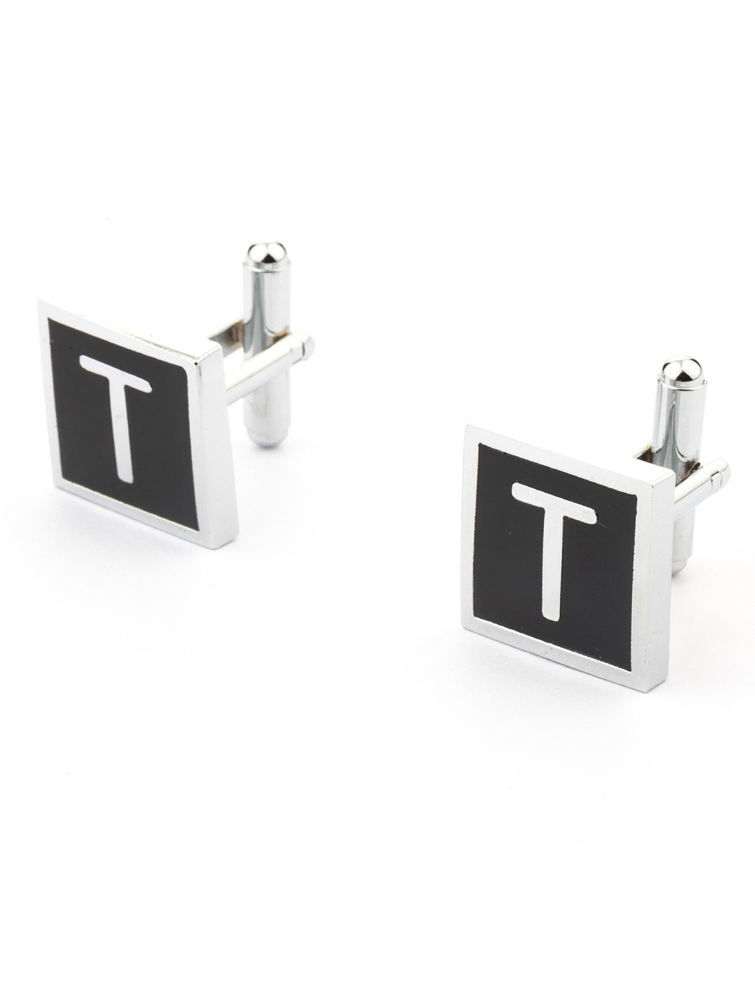 

The Tie Hub Black & Silver-Toned Cufflink