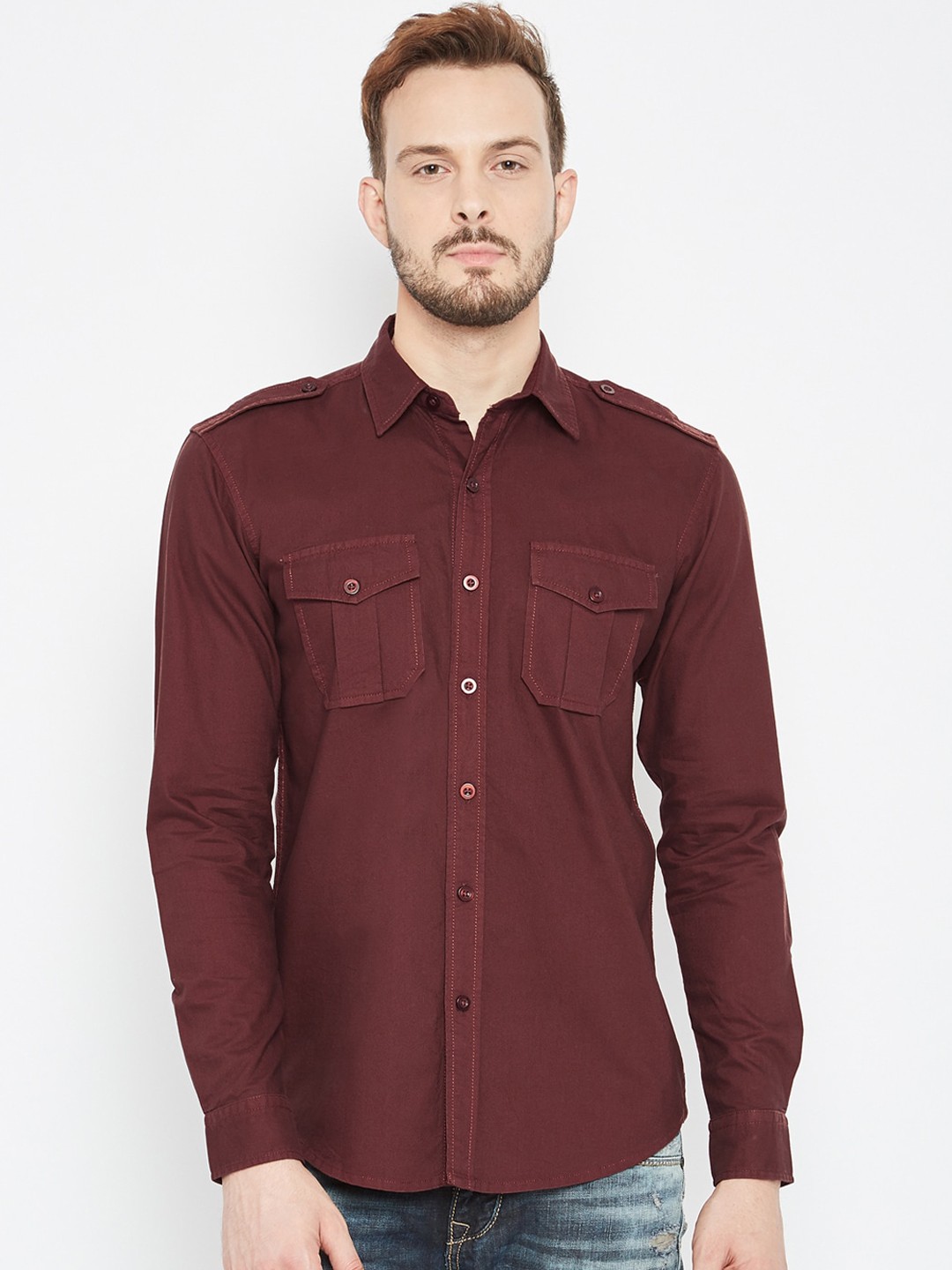 

PUNK Men Maroon Opaque Casual Shirt
