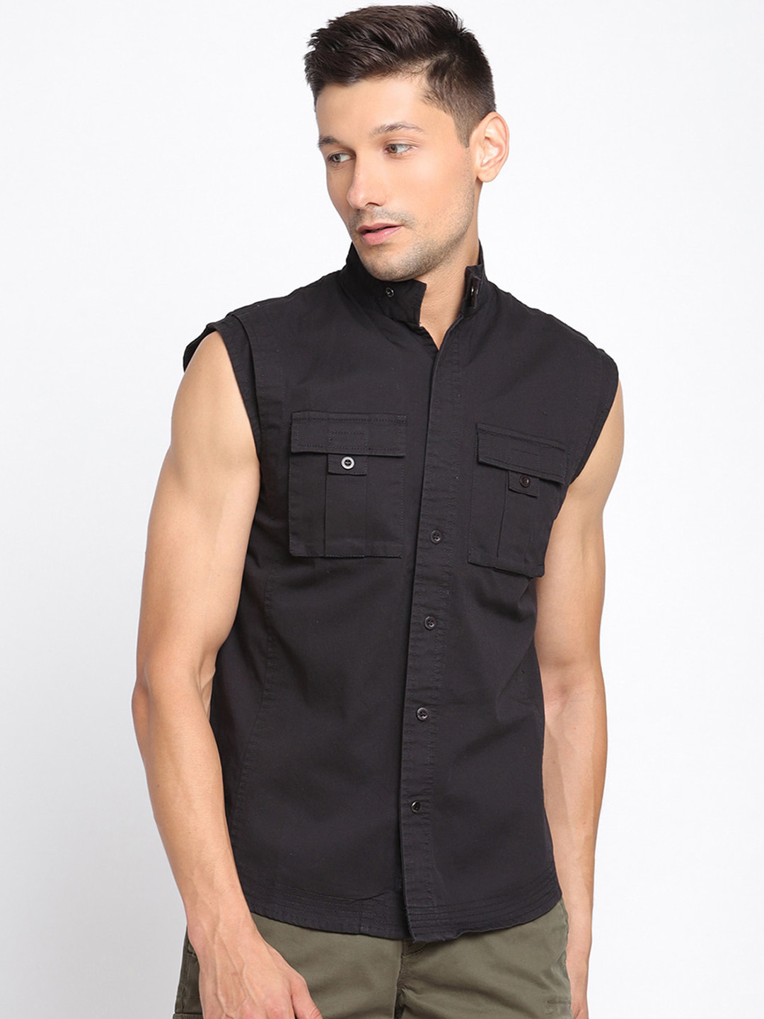 

PUNK Men Black Opaque Casual Shirt