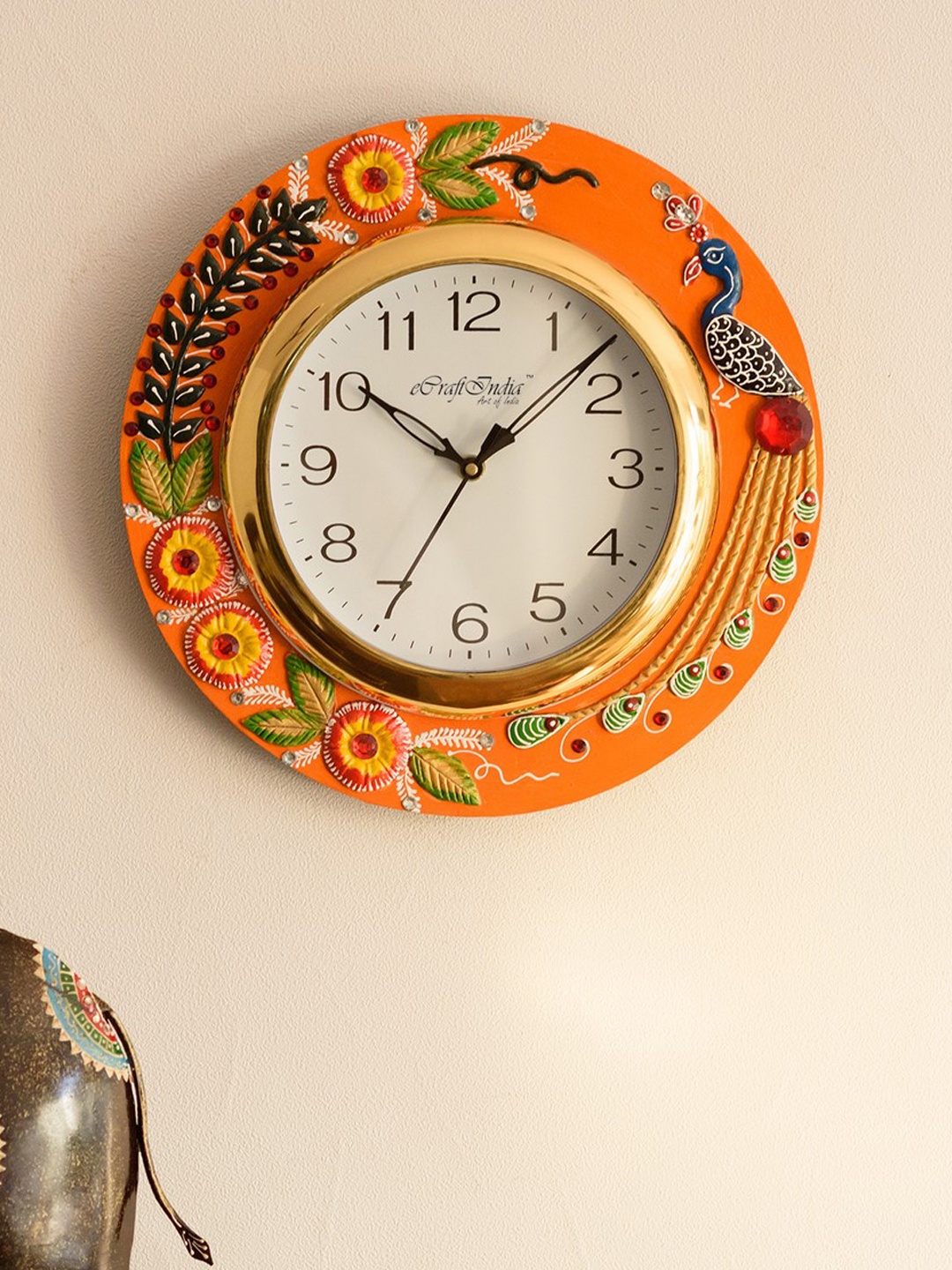 

eCraftIndia White Dial Handcrafted 30.48 cm Analogue Wall Clock