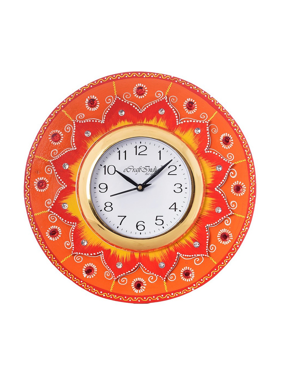 

eCraftIndia White Dial Crystal-Studded 30.48 cm Handcrafted Analogue Wall Clock
