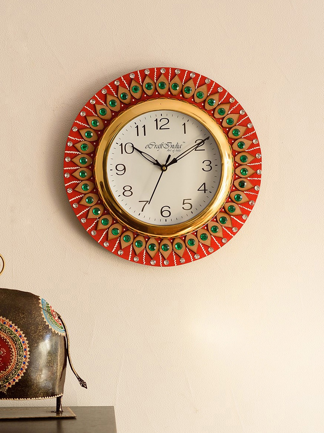 

ecraftIndia White Dial Wooden 30.734 cm Handcrafted Analogue Wall Clock