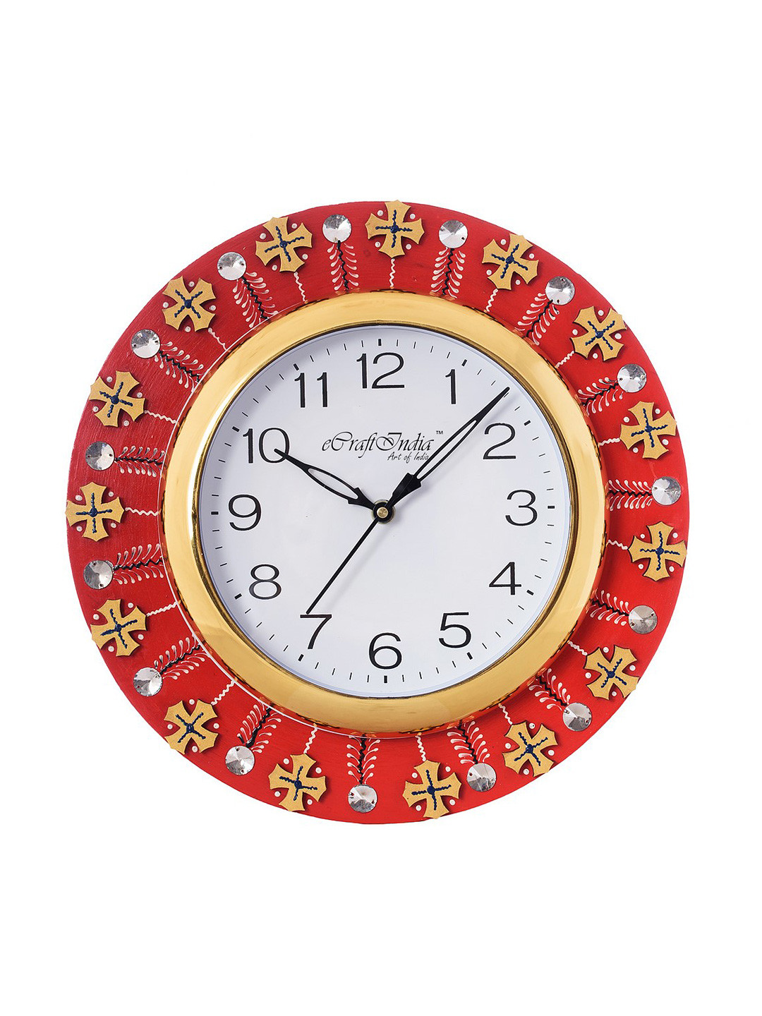 

eCraftIndia White Dial Crystal-Studded 30.48 cm Handcrafted Analogue Wall Clock