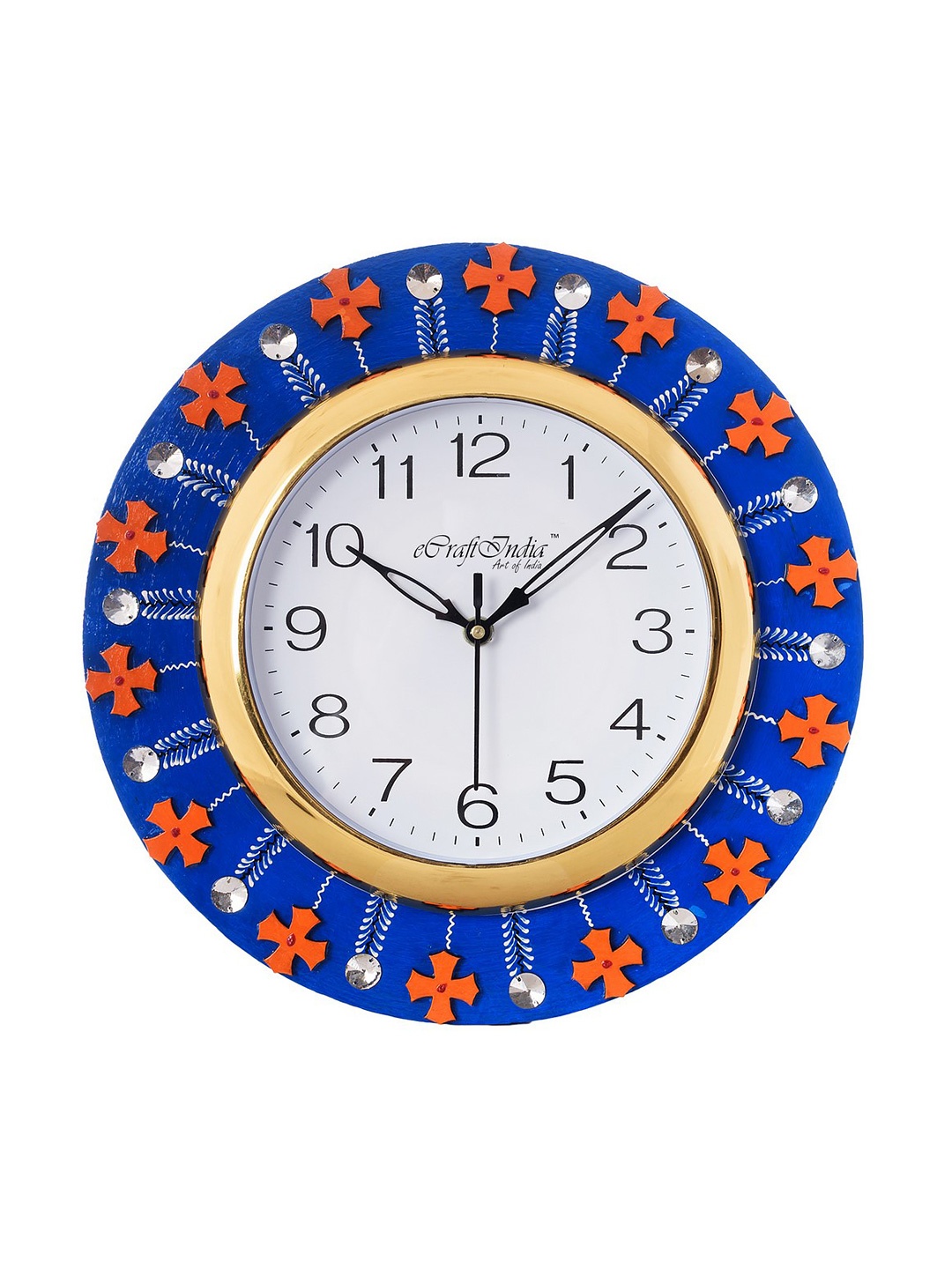 

eCraftIndia White Dial Crystal-Studded 30.48 cm Handcrafted Analogue Wall Clock