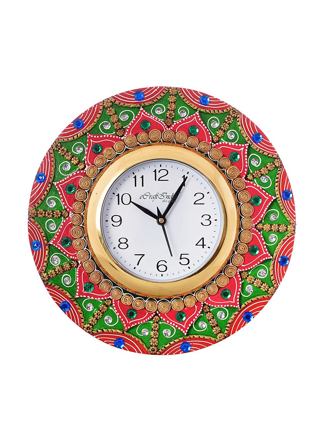 

eCraftIndia White Dial Stone-Studded 30.48 cm Handcrafted Analogue Wall Clock