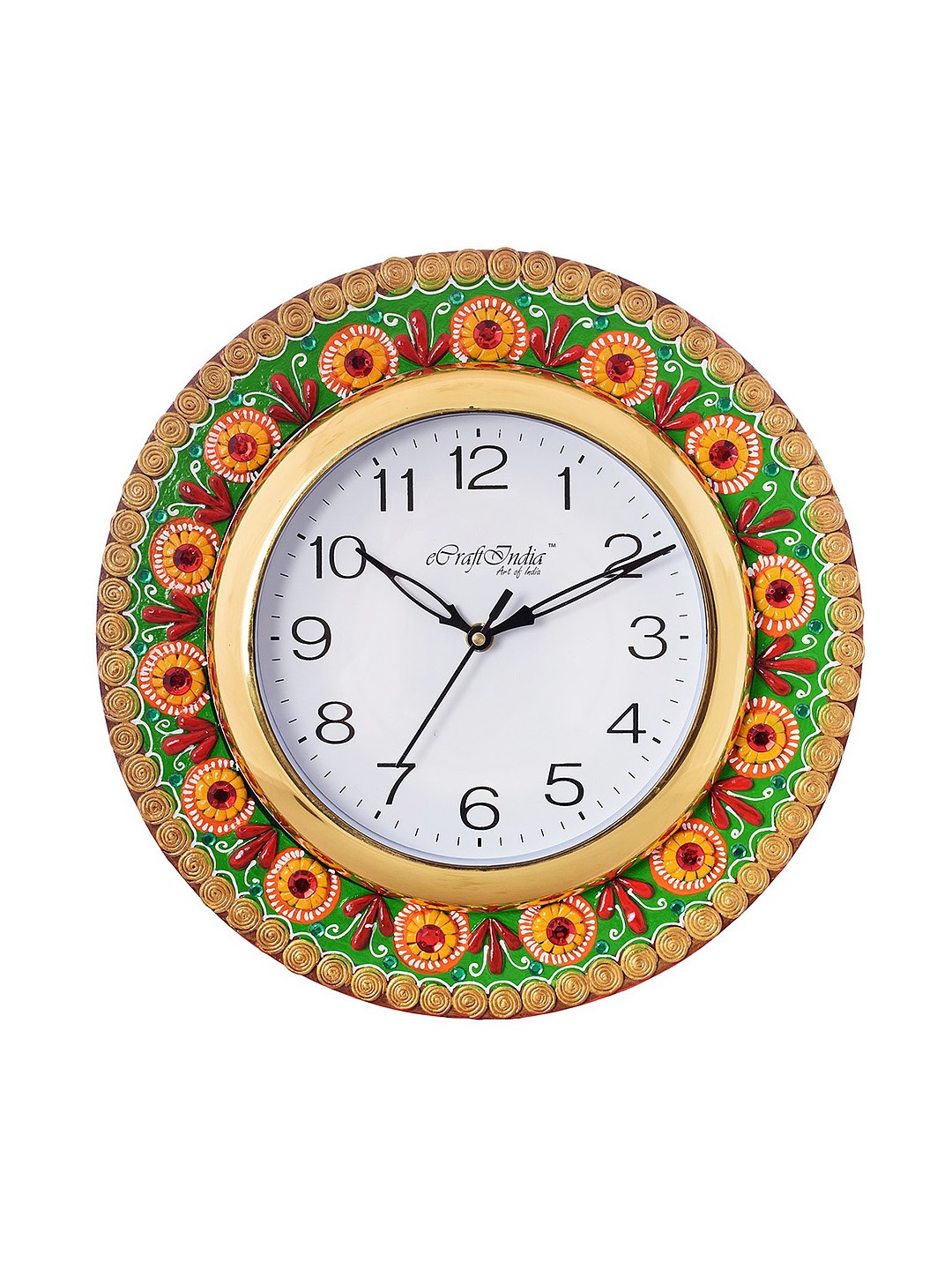 

eCraftIndia White Dial Wooden 30.734 cm Handcrafted Analogue Wall Clock