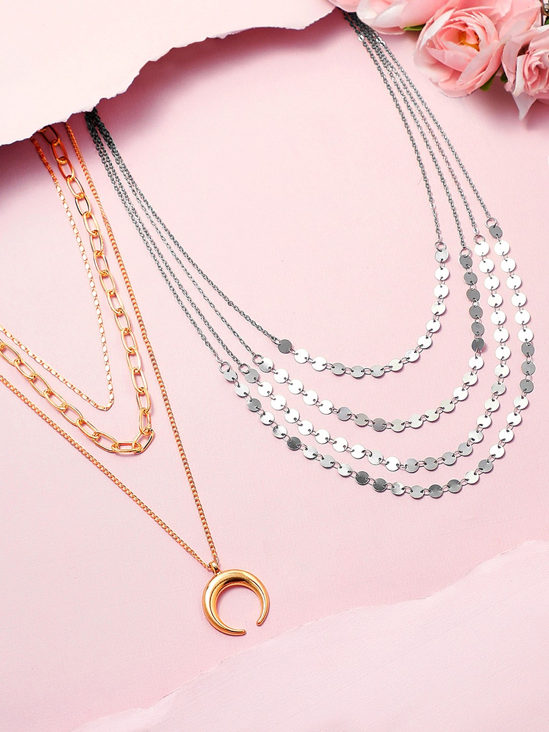 

TOKYO TALKIES X rubans FASHION ACCESSORIES Set of 2 Gold-Toned & Silver-Toned Necklaces