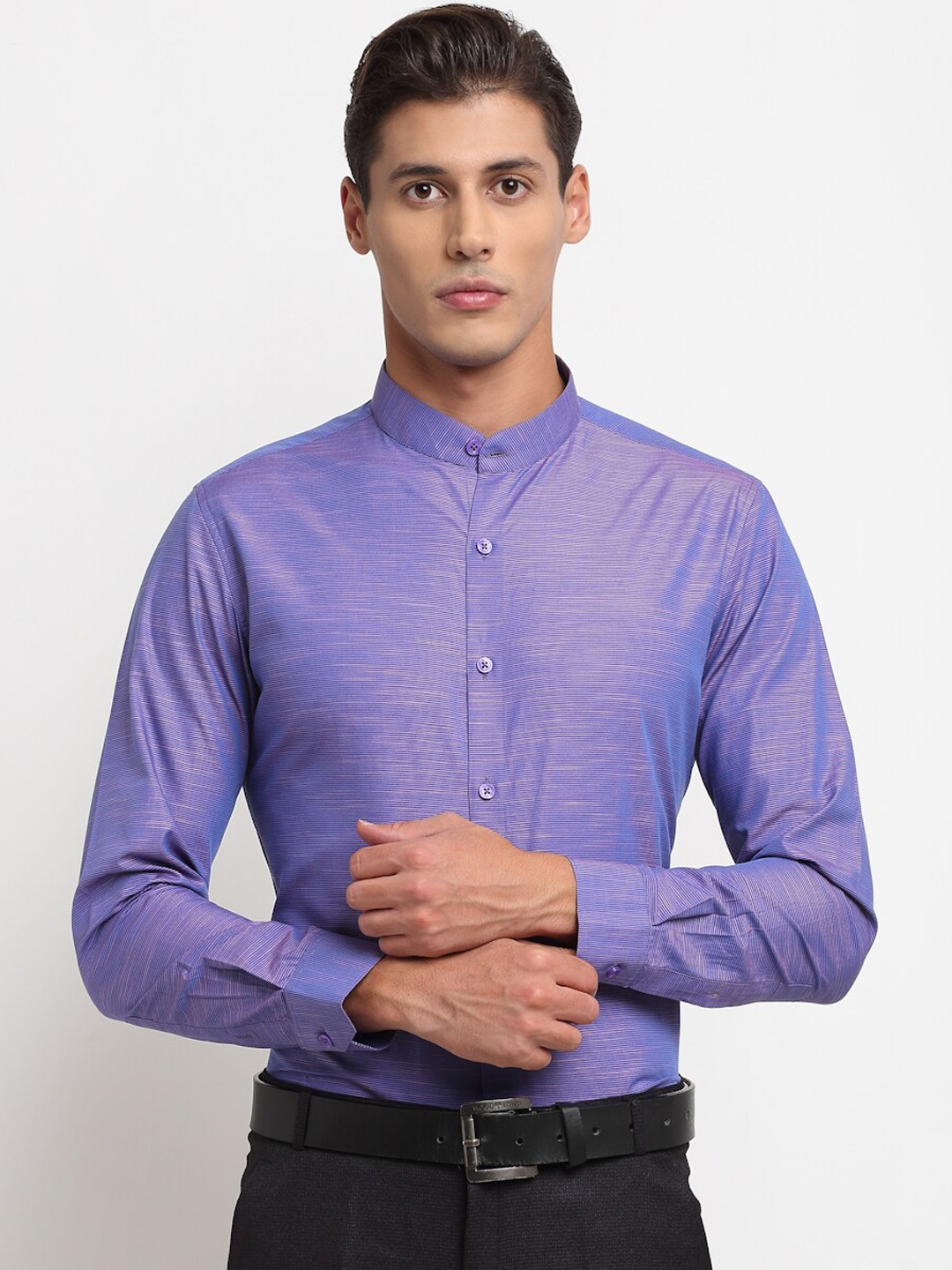 

FINNOY Men Purple Slim Fit Opaque Formal Shirt