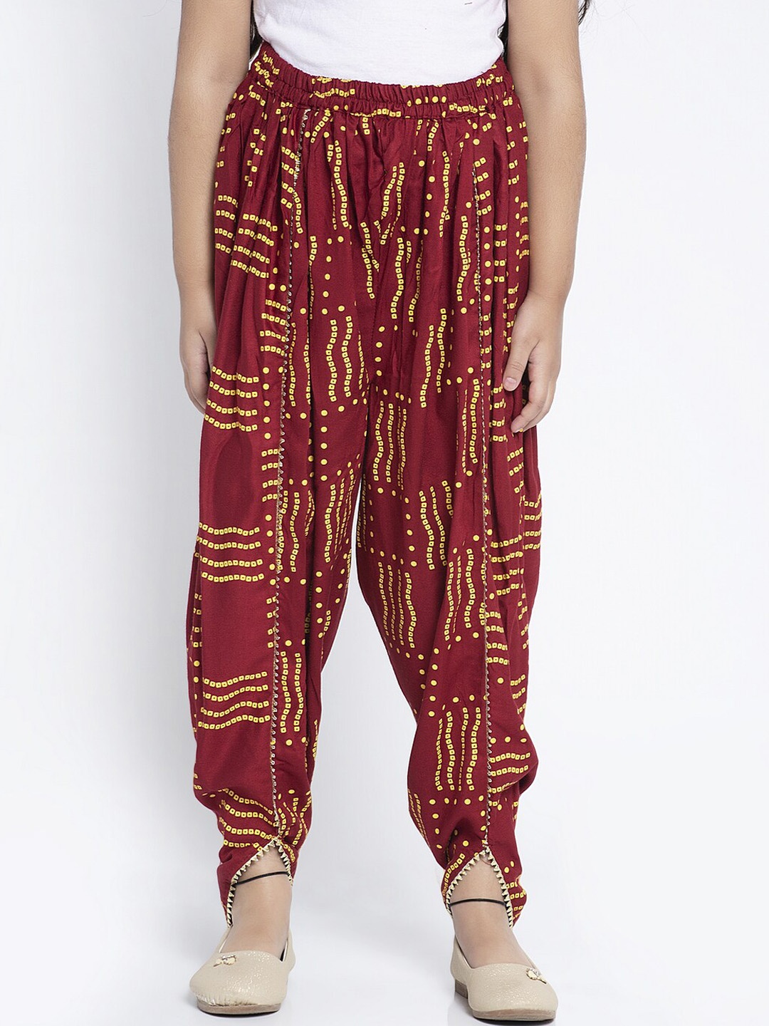 

KYDZI Girls Magenta & Yellow Printed Dhoti Salwar
