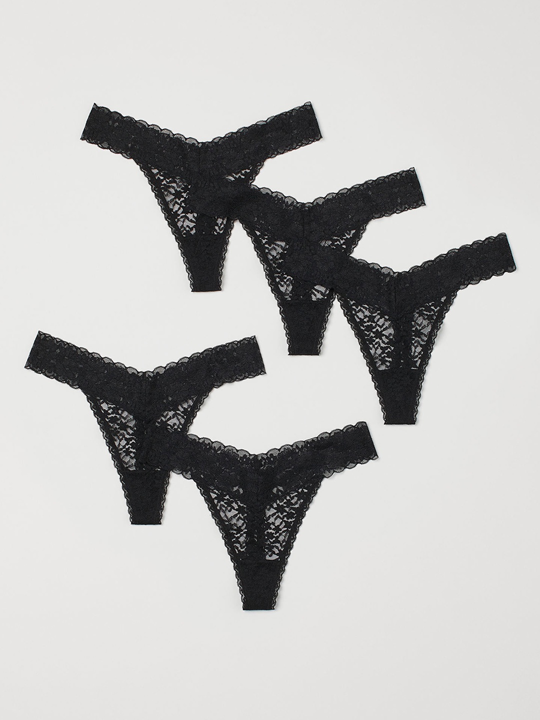 

H&M Women Black 5-Pack Lace Thong Briefs