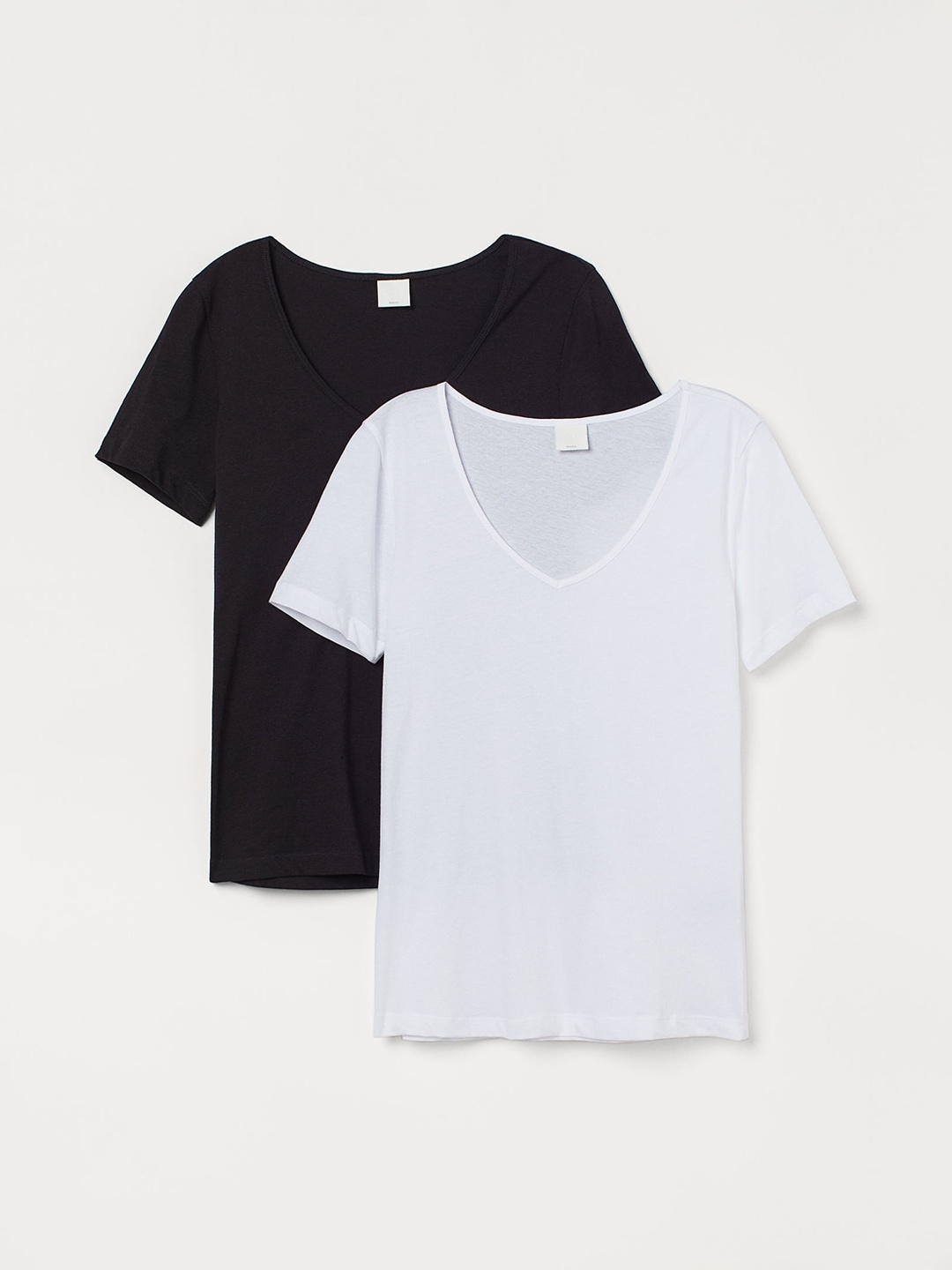 

H&M Women White & Black 2-Pack Cotton T-shirts