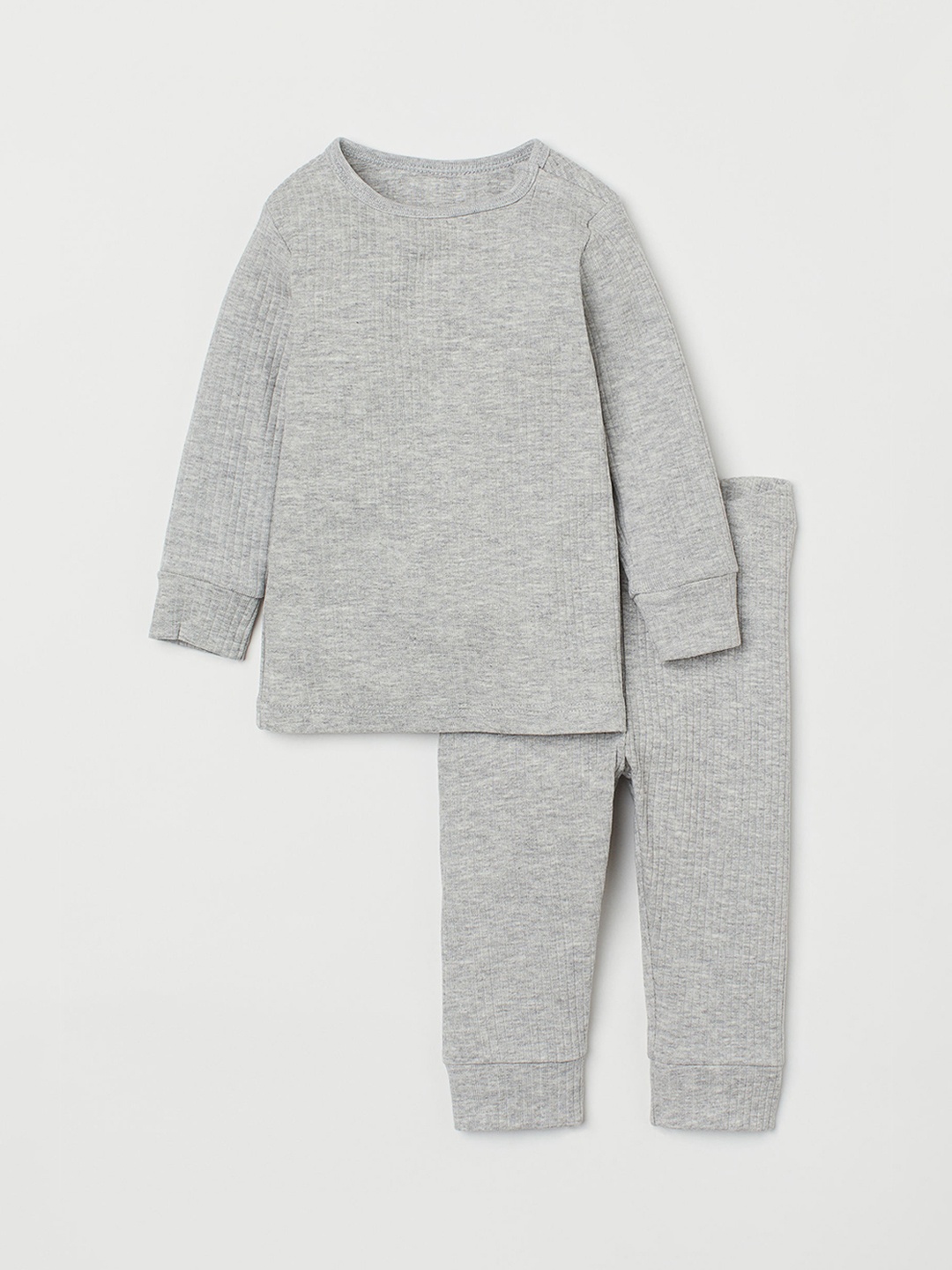 

H&M Girls Grey Ribbed Cotton Set