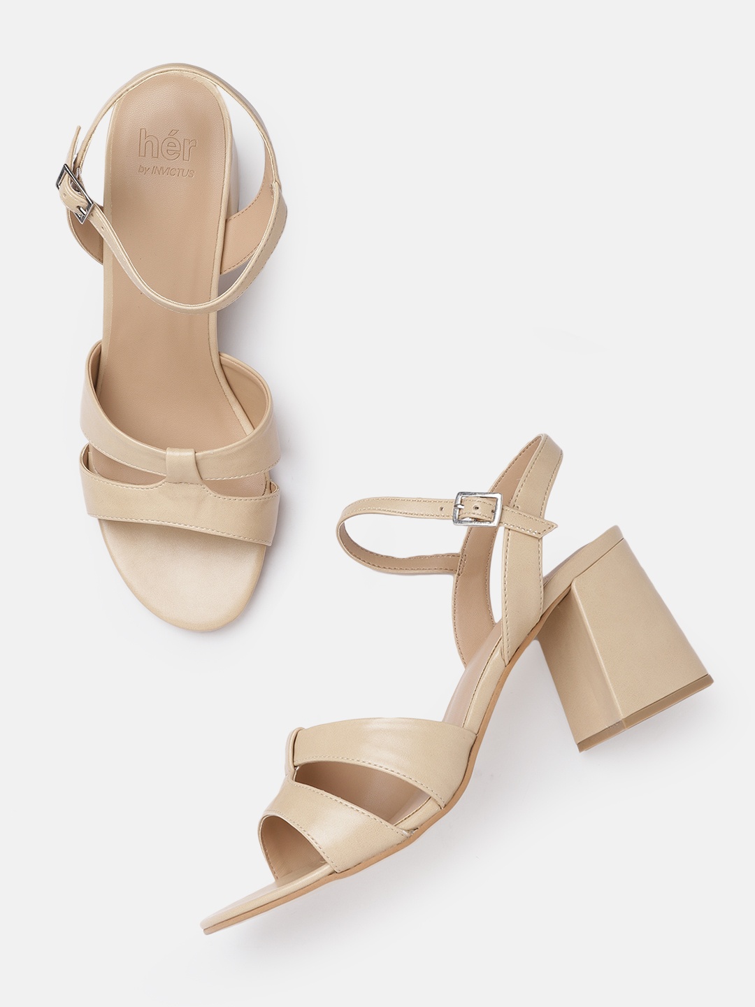 

her by invictus Beige Block Sandals