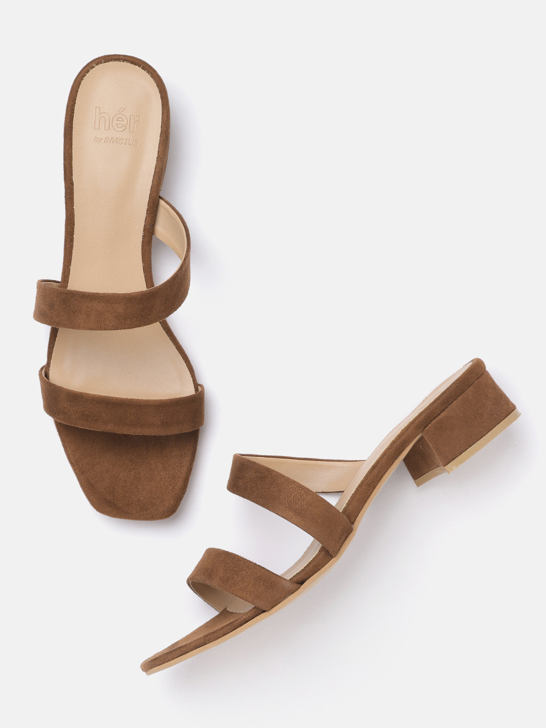 

her by invictus Women Brown Solid Open Toe Flats