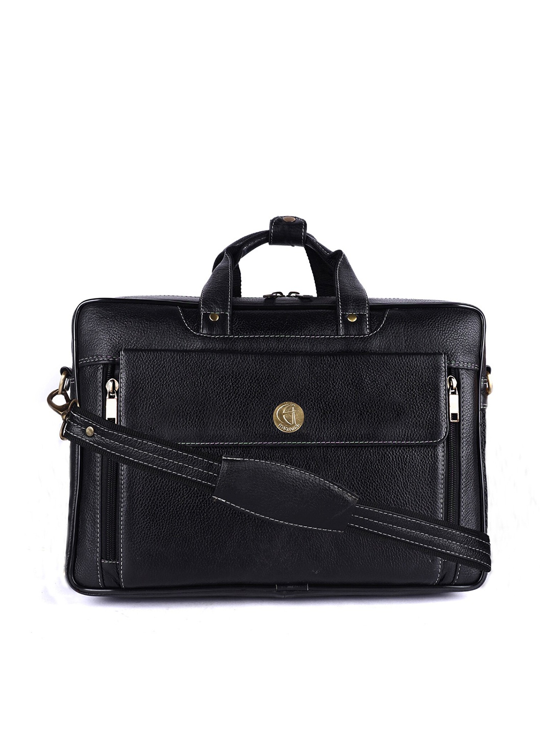 

HiLEDER Unisex Pure Leather Textured Laptop Bag, Black