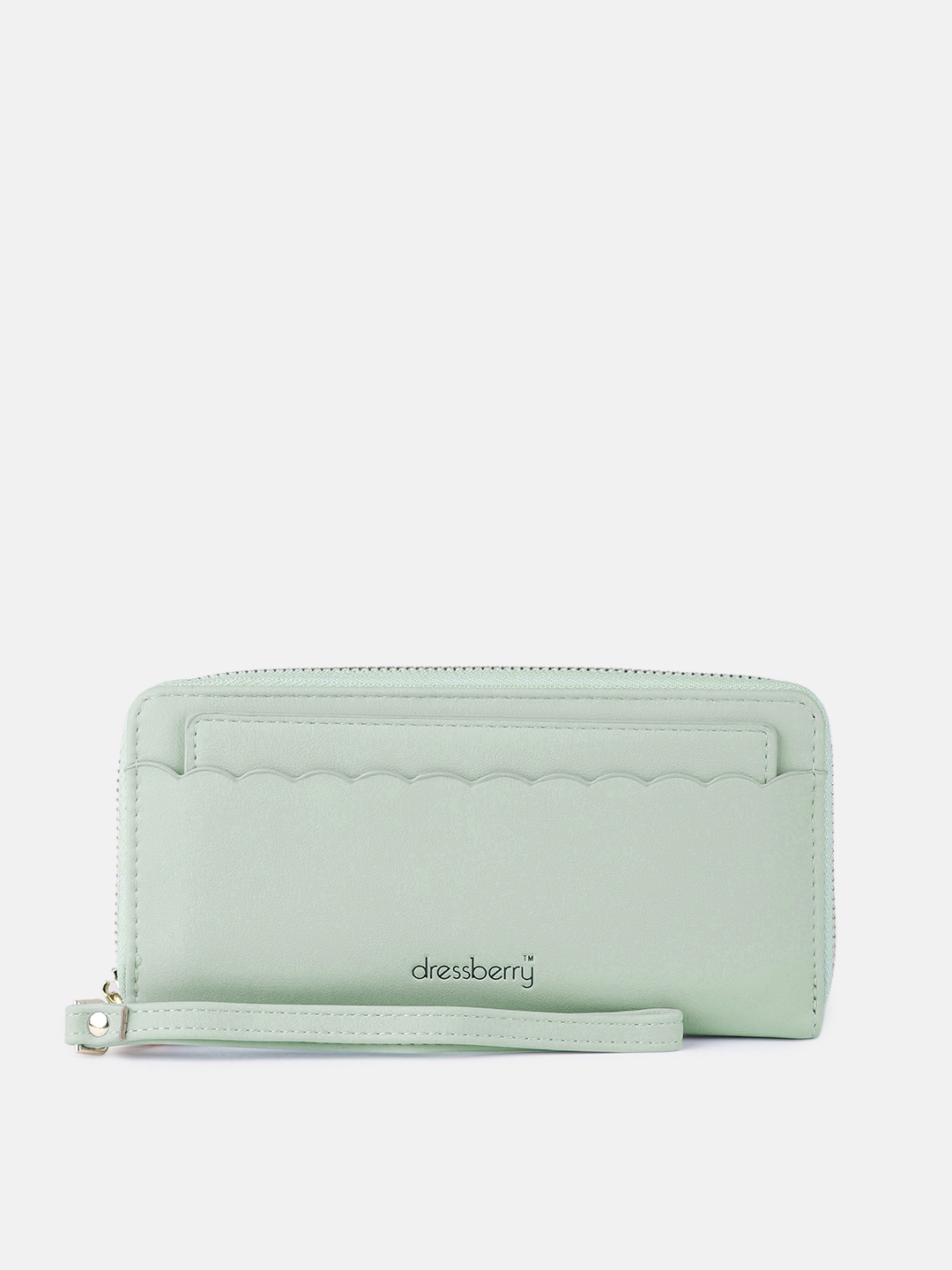 

DressBerry Women Mint Green PU Zip Around Wallet