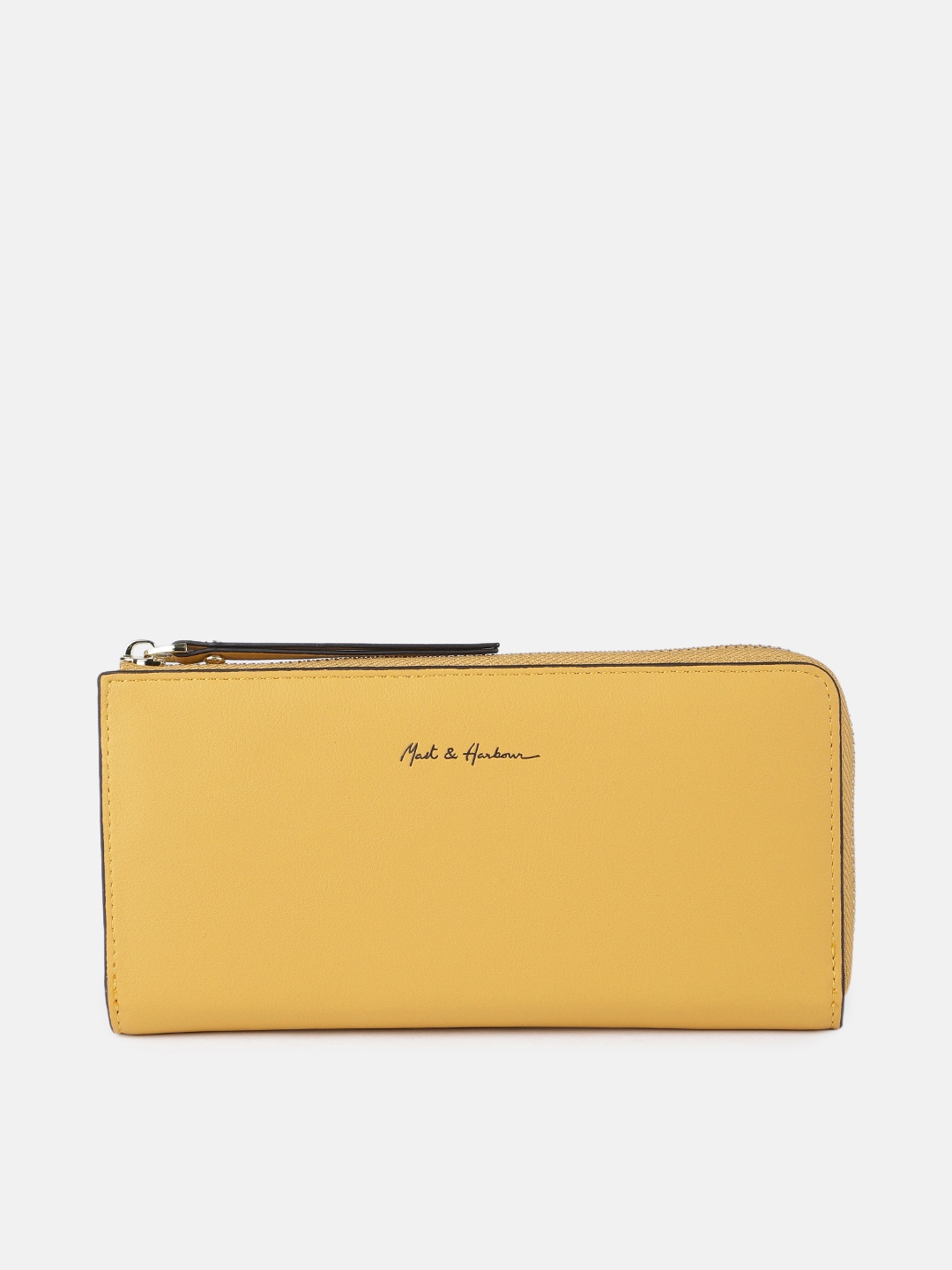 

Mast & Harbour Women Yellow PU Zip Around Wallet