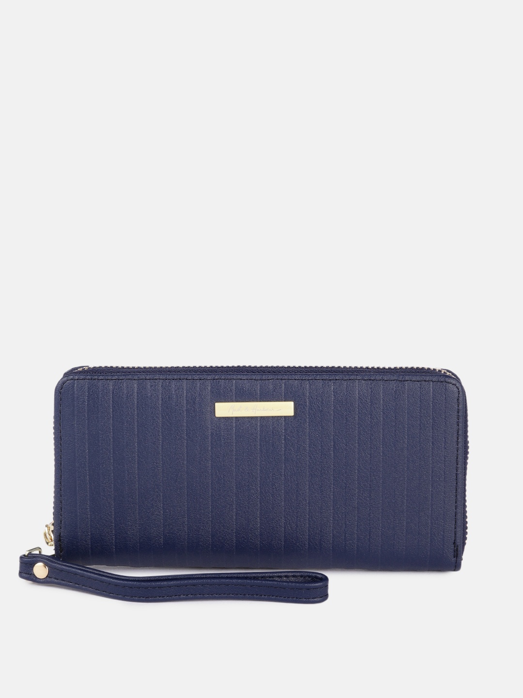 

Mast & Harbour Women Navy Blue PU Zip Around Wallet