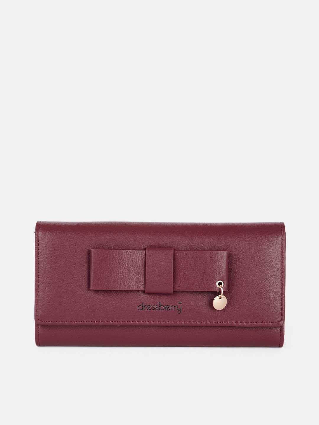 

DressBerry Women Burgundy PU Three Fold Wallet with Bow