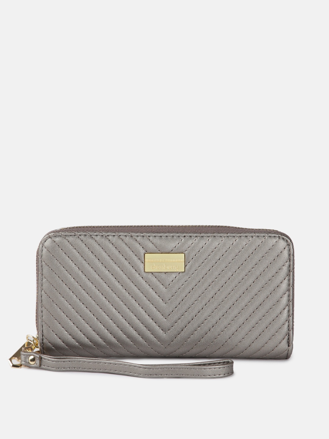 

DressBerry Women Grey PU Zip Around Wallet