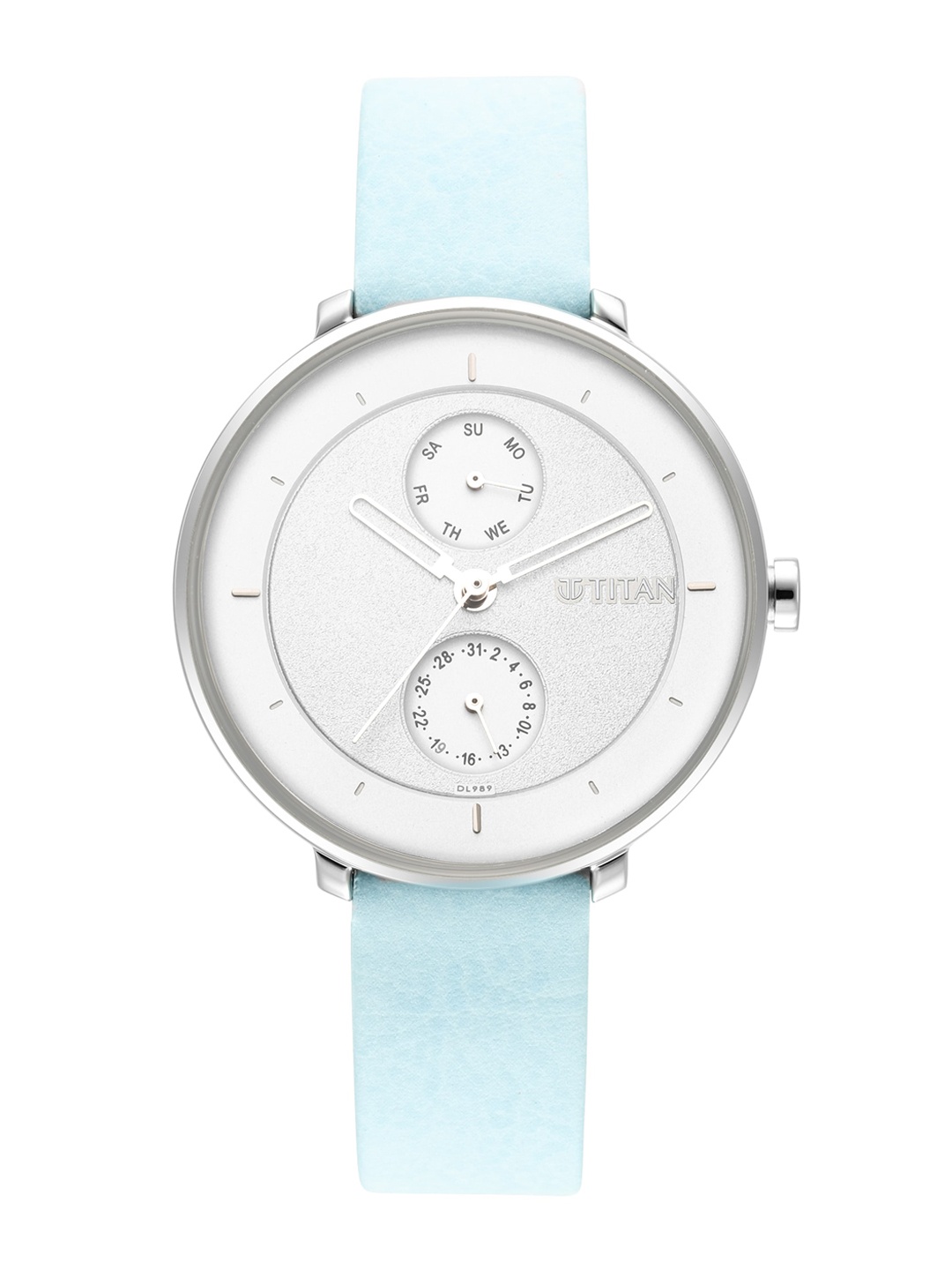 

Titan Women Silver-Toned Brass Patterned Dial & Blue Leather Straps Analogue Watch