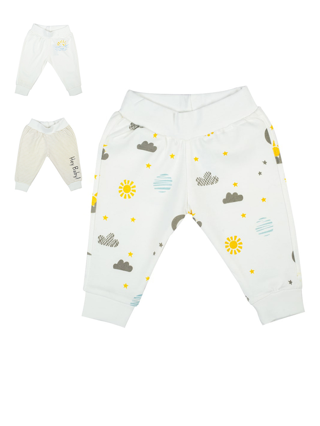 

MeeMee Infant Boys Pack of 3 Printed Cotton Lounge Pants, White