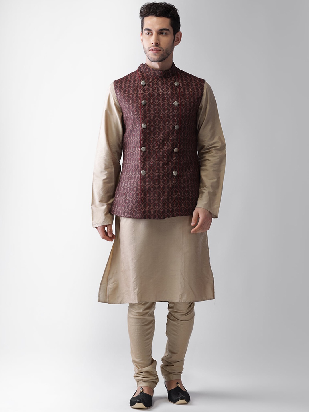 

KISAH Men Brown Regular Kurta with Pyjamas & Jacket