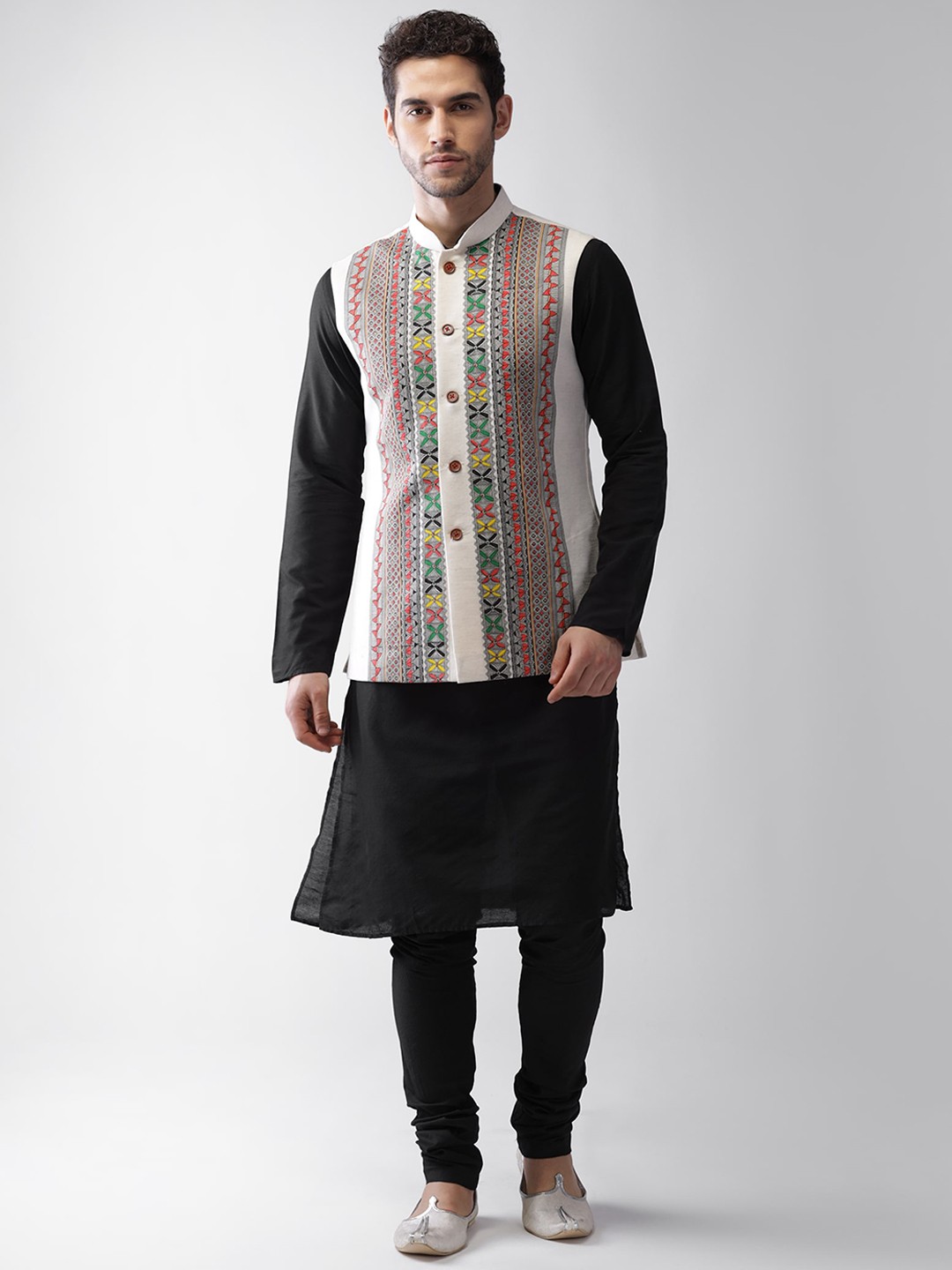 

KISAH Men Multicoloured Ethnic Motifs Regular Kurta with Churidar & Jacket, Multi