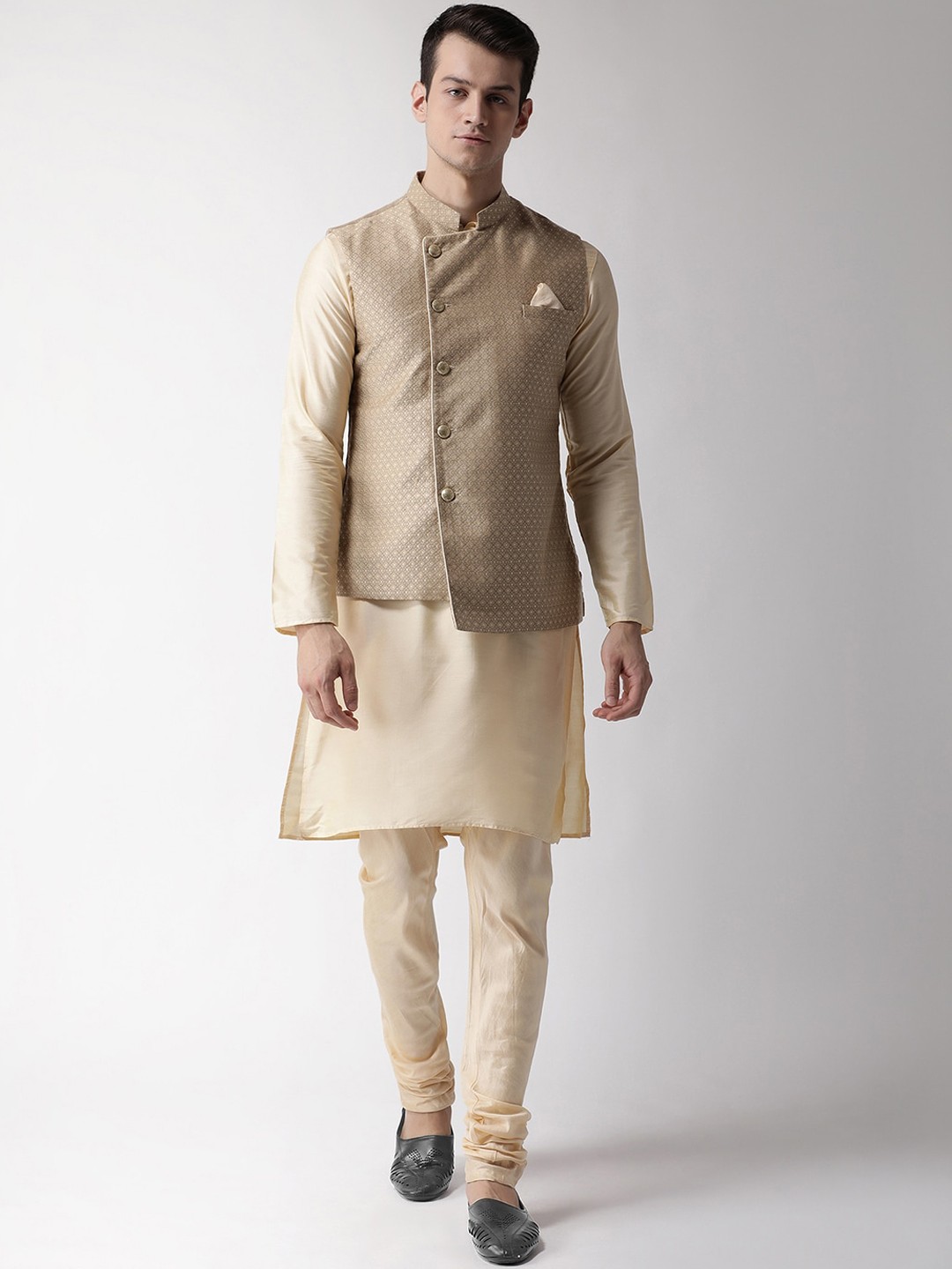

KISAH Men Beige Regular Kurta with Pyjamas