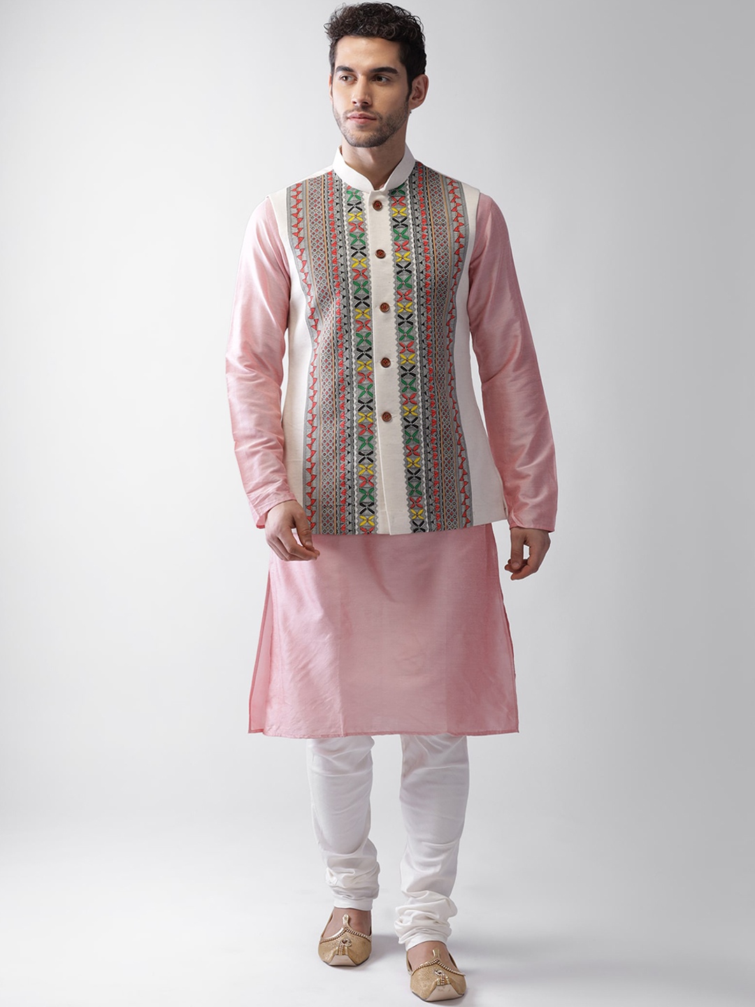 

KISAH Men Multicoloured Regular Kurta with Pyjamas & Jacket, Multi