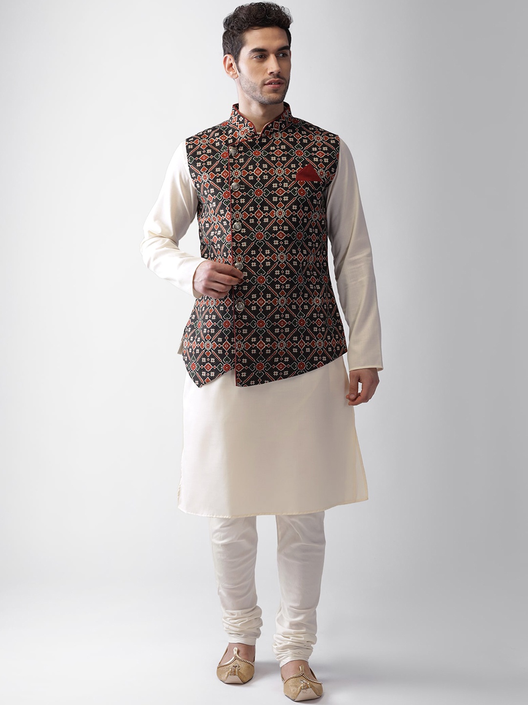 

KISAH Men Black & White Regular Kurta with Pyjamas