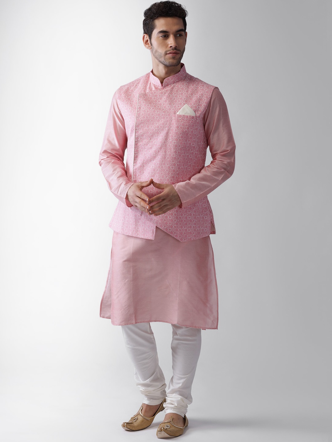 

KISAH Men Pink Regular Kurta with Churidar