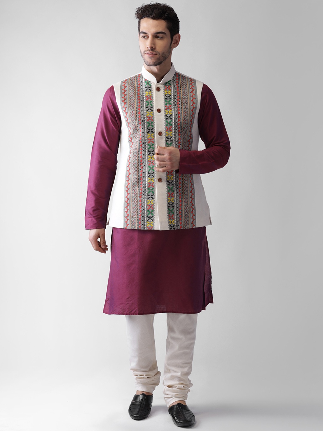 

KISAH Men Multicoloured Regular Kurta with Churidar, Multi