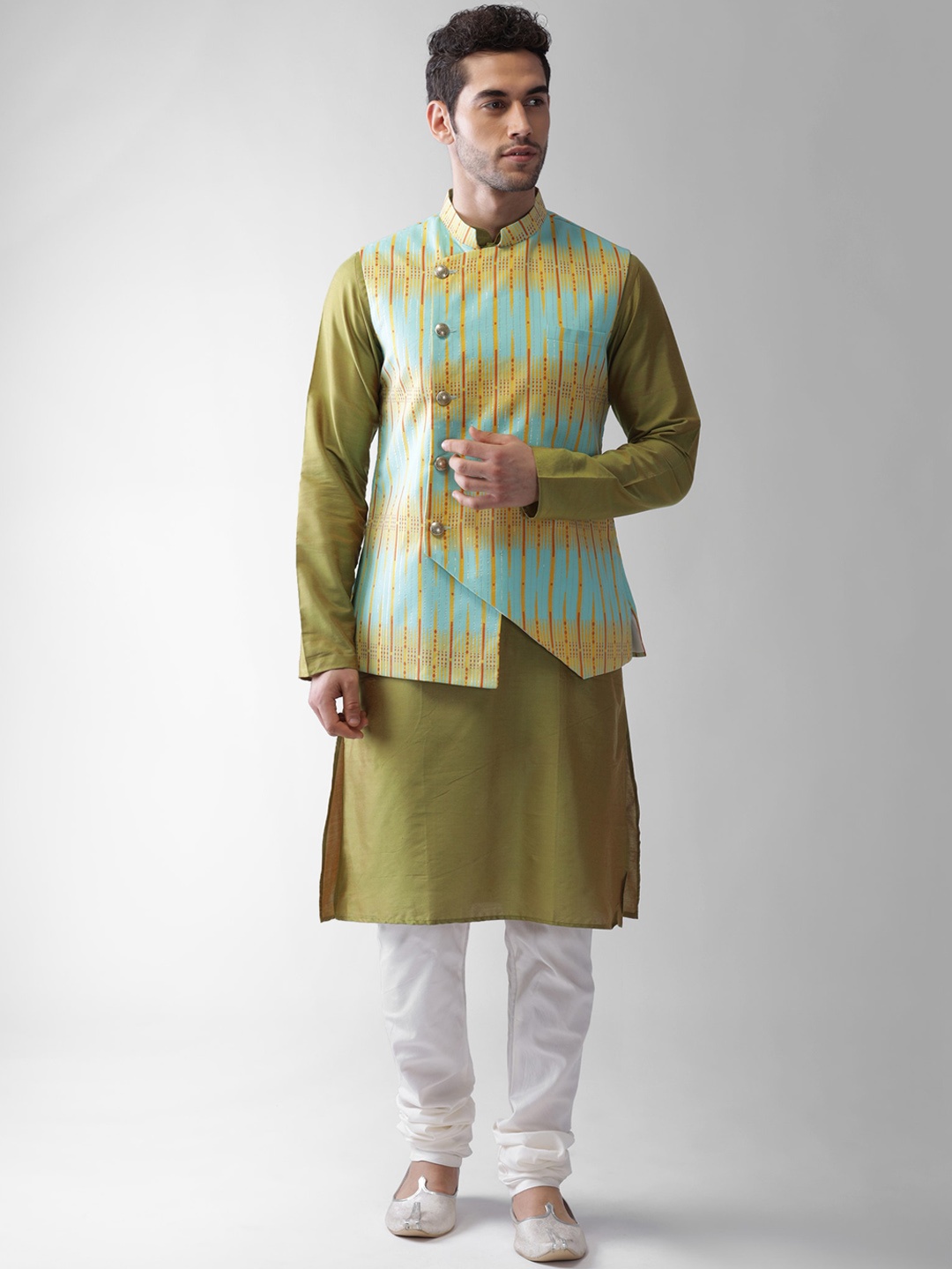 

KISAH Men Blue Regular Kurta Pyjamas with Jacket