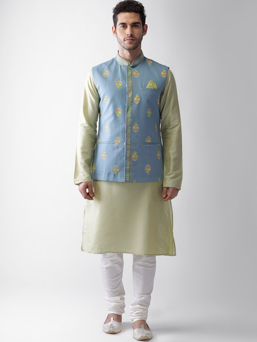 

KISAH Men Blue Regular Kurta Pyjamas with Jacket