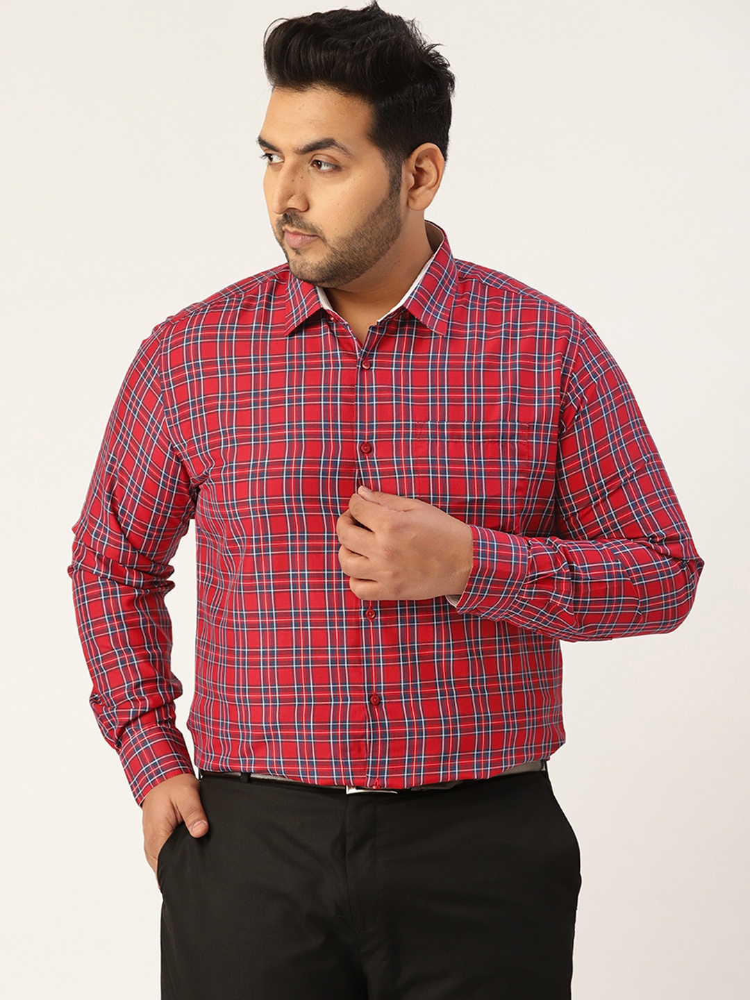 

IVOC Plus Men Red Opaque Checked Formal Shirt