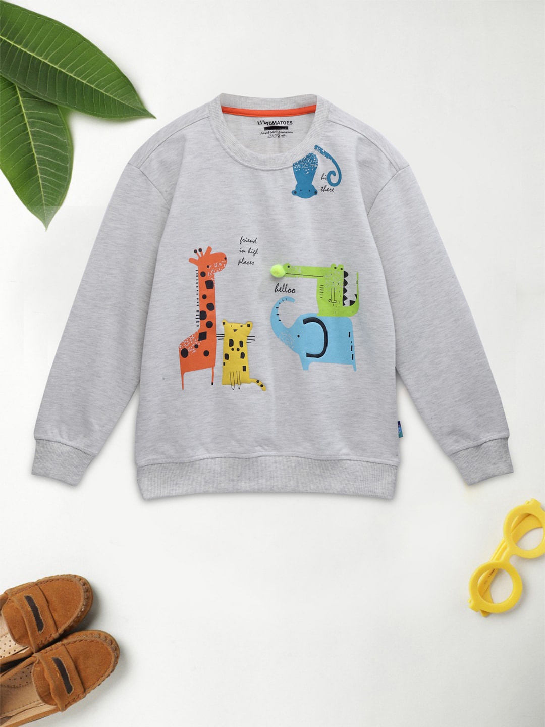 

Lil Tomatoes Boys Grey Printed Cotton Sweatshirt